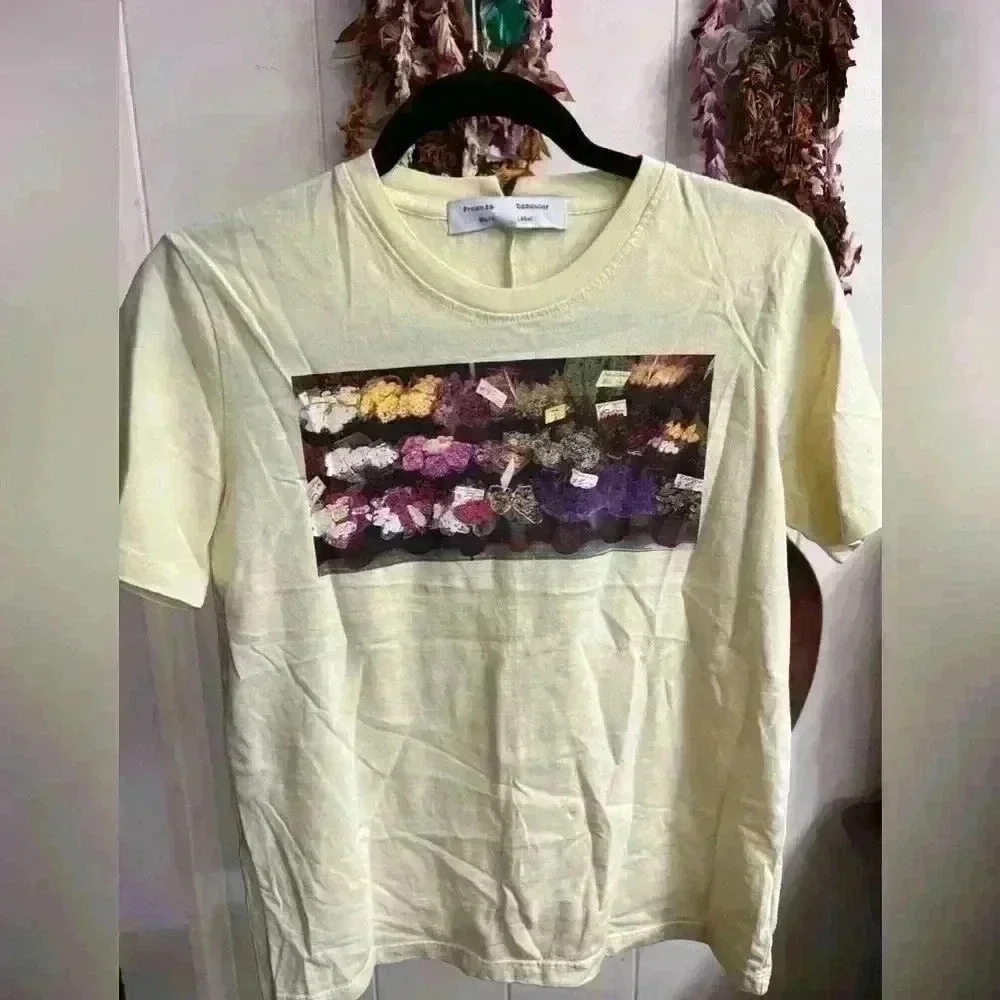 $225 Proenza Schouler White Label Tee Shirt Top Yellow NEW